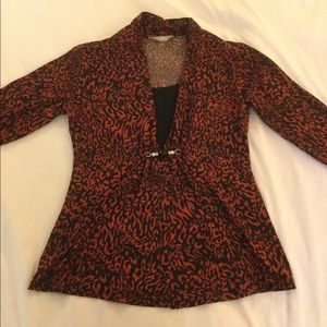 Beaded closure flyaway blouse